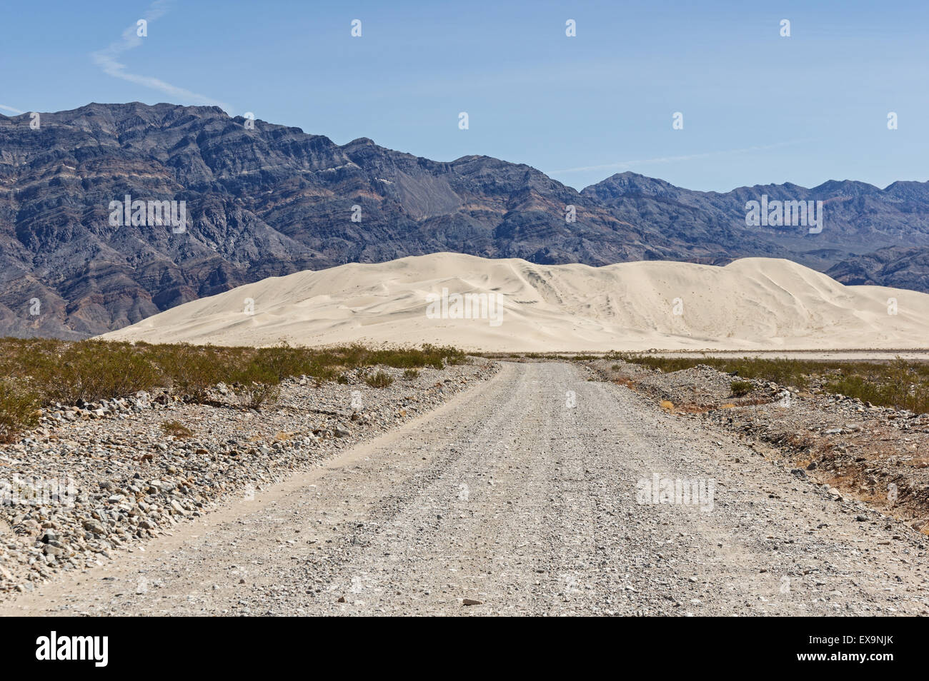 steinigen Feldweg führt zu Eureka Dünen im Death Valley Nationalpark Stockfoto