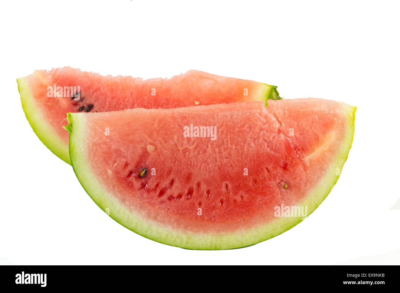 Frische Wassermelone Scheiben isoliert auf weißem Hintergrund. Sommer-dessert Stockfoto