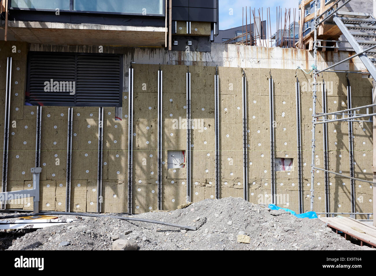 Kellerwände mit Isolierung der neuen Haus Bau Reykjavik Island Stockfoto