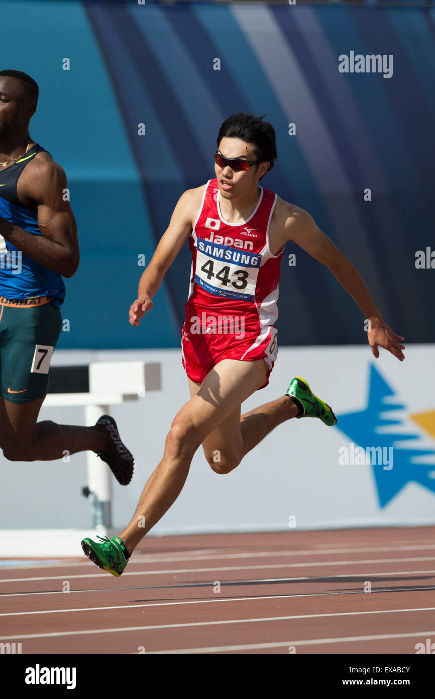 Gwangju, Südkorea. 9. Juli 2015. Takuya Nagata (JPN) Leichtathletik: Der 28. Sommer Universiade 2015 Gwangju Herren 200m Runde 2 am Gwangju Universiade wichtigsten Studium in Gwangju, Südkorea. © Takashi OKUI/AFLO/Alamy Live-Nachrichten Stockfoto