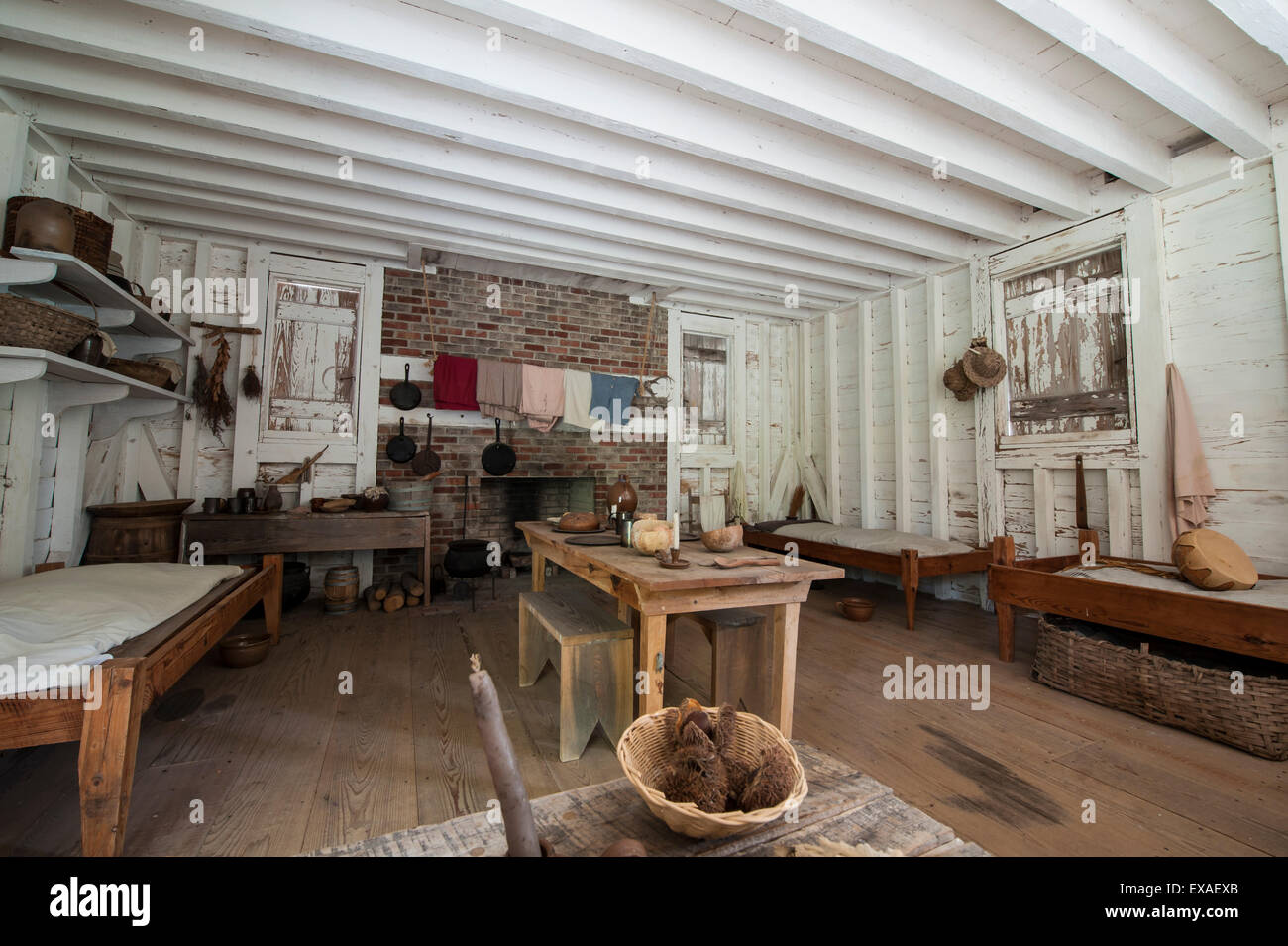 Slave-Viertel an der Somerset Ort State Historic Plantage Site, Creswell, North Carolina, Vereinigte Staaten von Amerika Stockfoto