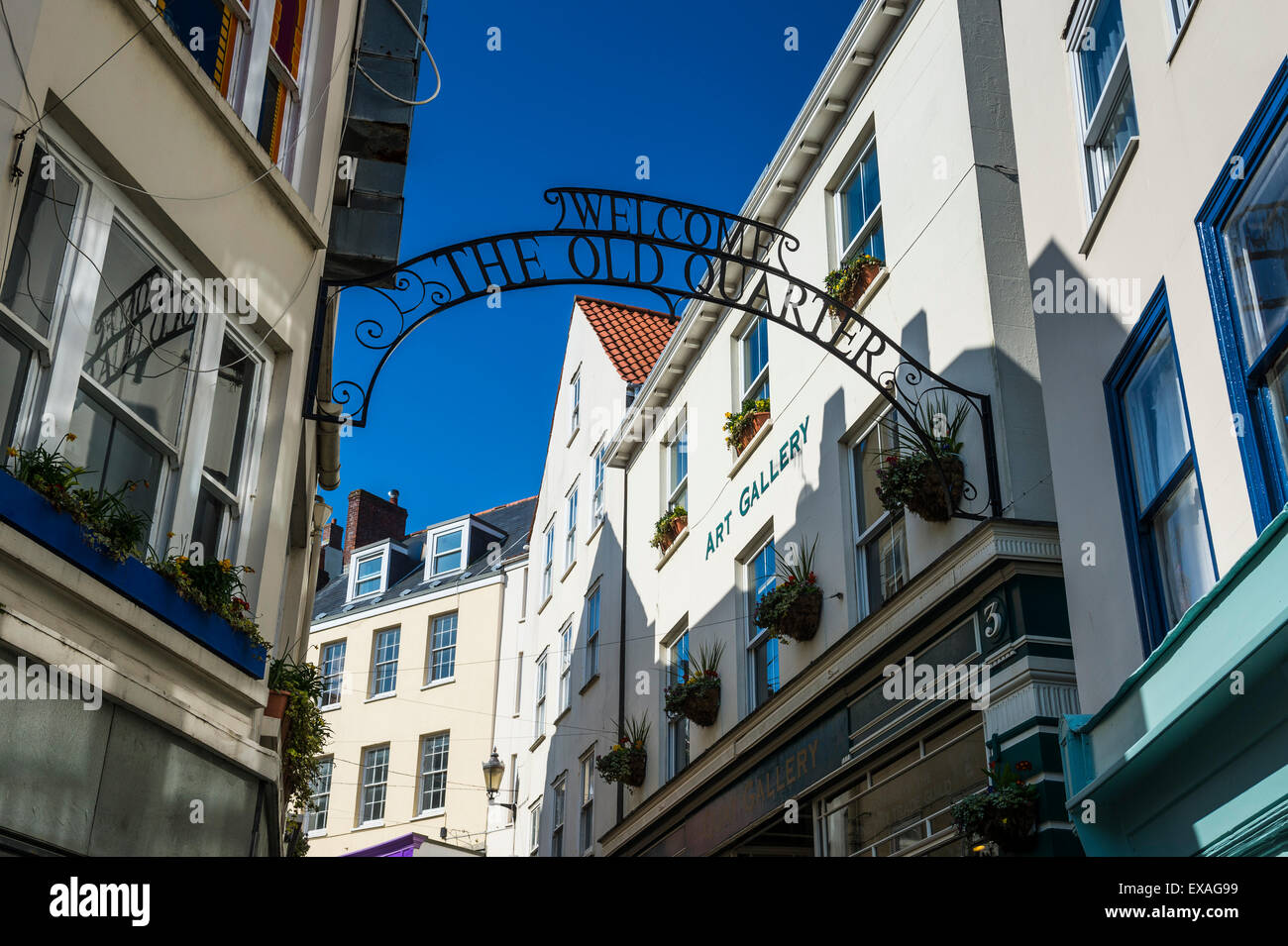 Das alte Stadt von Saint Peter Port, Guernsey, Channel Islands, Vereinigtes Königreich, Europa Stockfoto