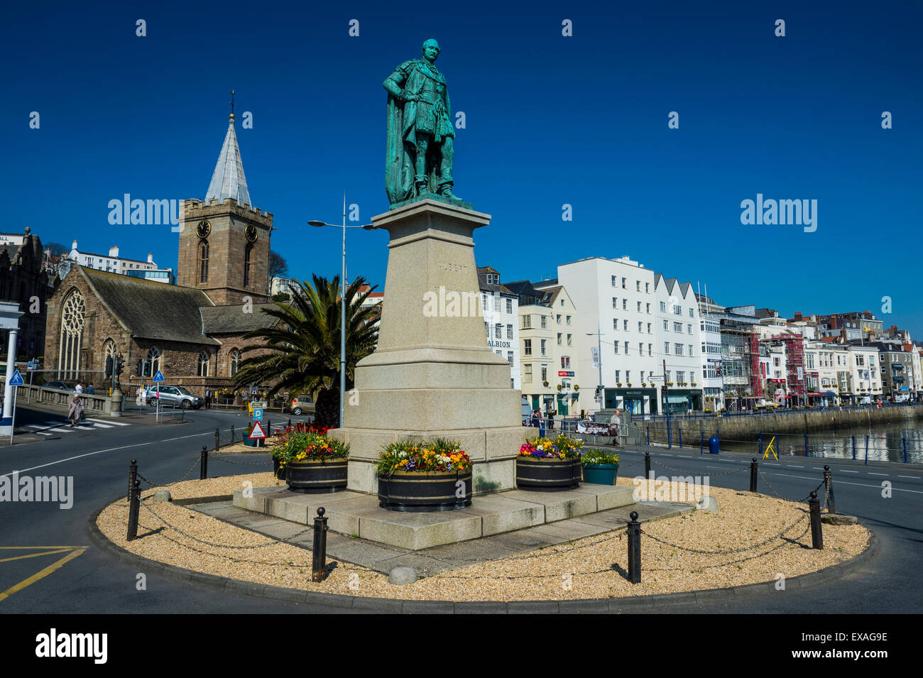 Prinz Albert Statue, Saint Peter Port, Guernsey, Channel Islands, Vereinigte Königreich, Europa Stockfoto