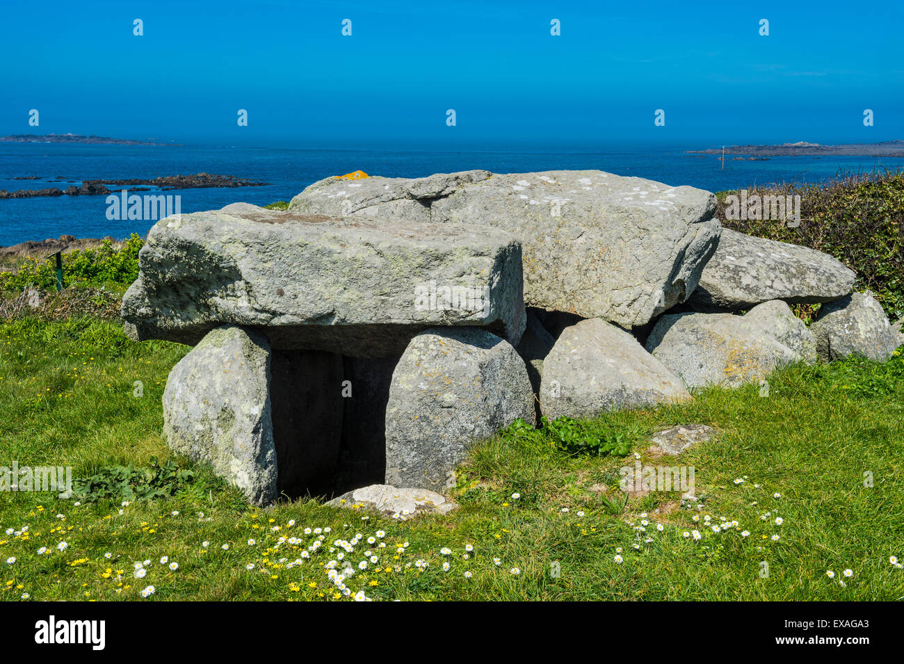 Le Trepid Dolmen, Guernsey, Channel Islands, Vereinigtes Königreich, Europa Stockfoto