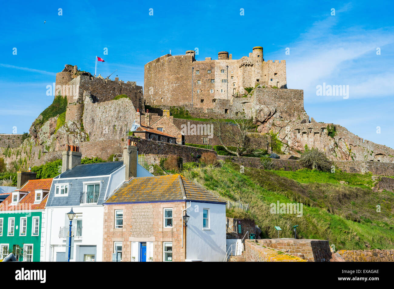 Burg von Mont Hochmuts, Jersey, Kanalinseln, Großbritannien, Europa Stockfoto