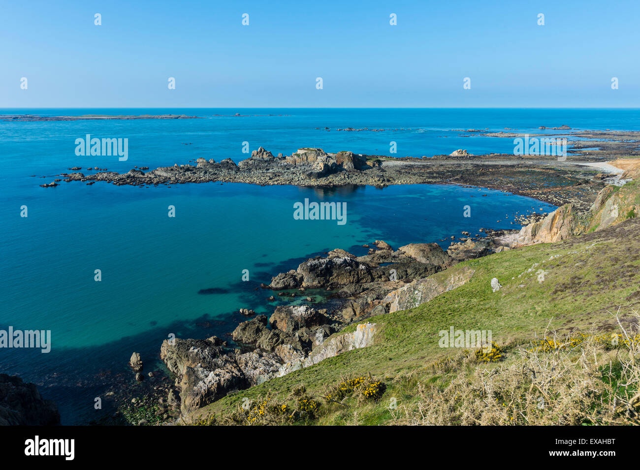 Blick auf Fort Clonque, Alderney, Kanalinseln, Großbritannien, Europa Stockfoto
