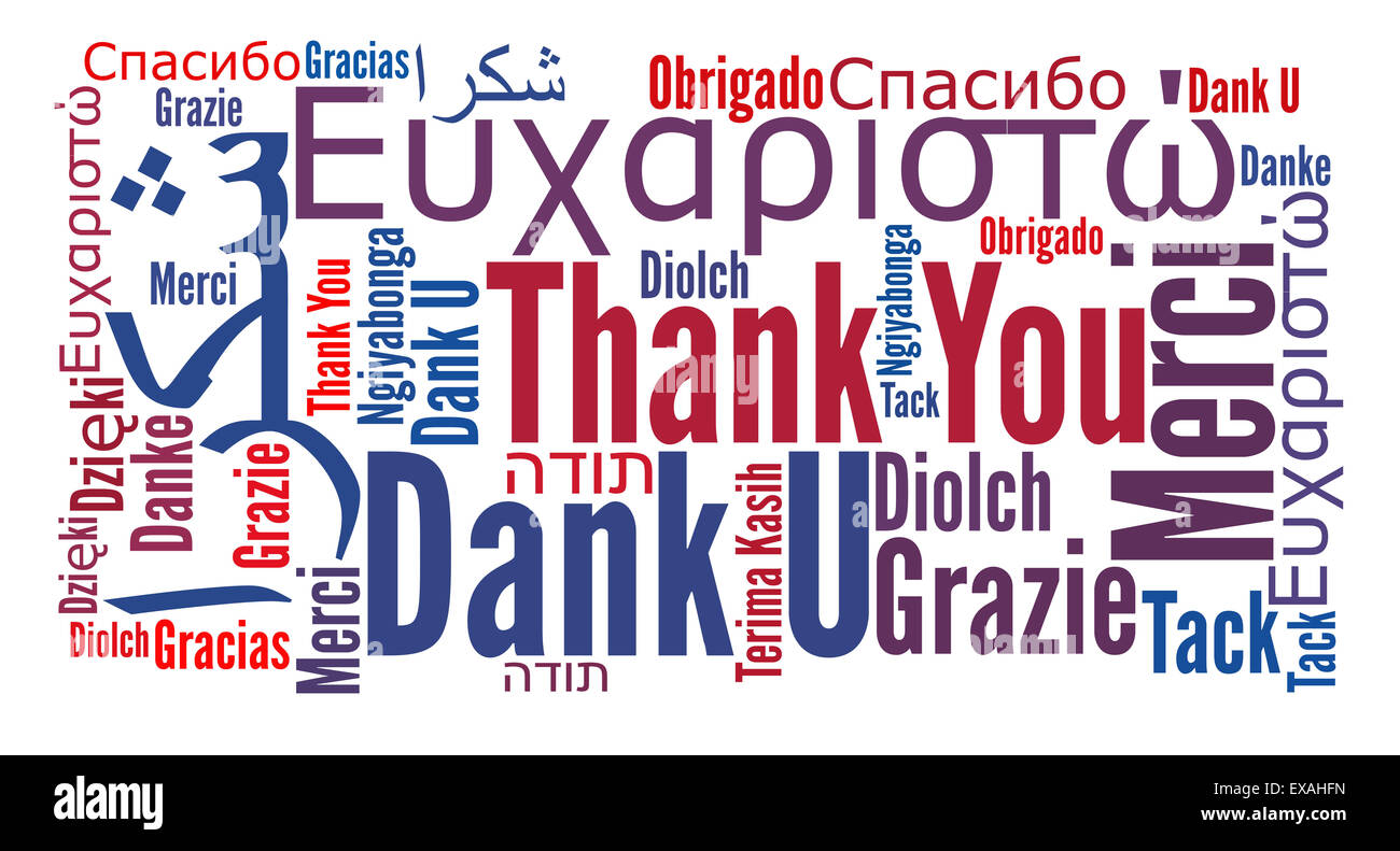 Danke Wort in verschiedenen Sprachen Stockfoto