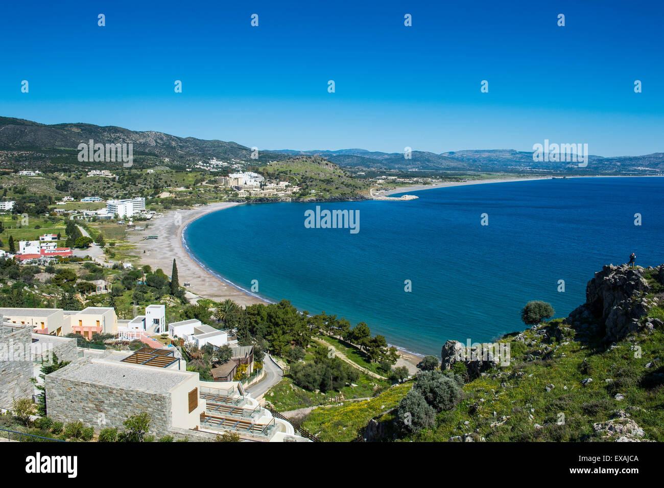 Die Bucht von Theotokos, Lindos, Rhodos, Dodekanes-Inseln, griechische Inseln, Griechenland, Europa Stockfoto