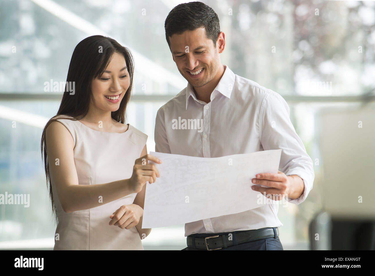 Business-Profis Dokument gemeinsam überprüfen Stockfoto