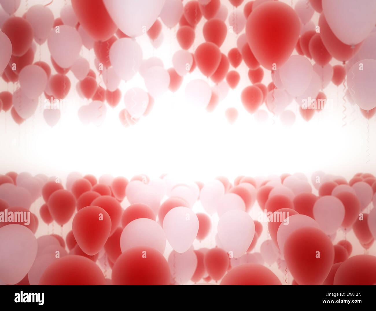 Rote und weiße Party Luftballons Feier Hintergrund Stockfoto