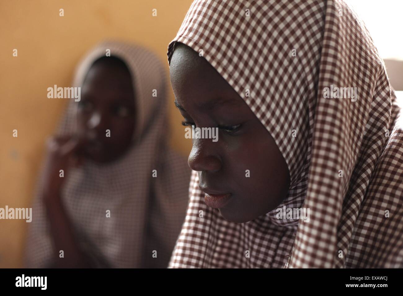 Islamische Schule in Abuja während Examen Sitzung Stockfoto