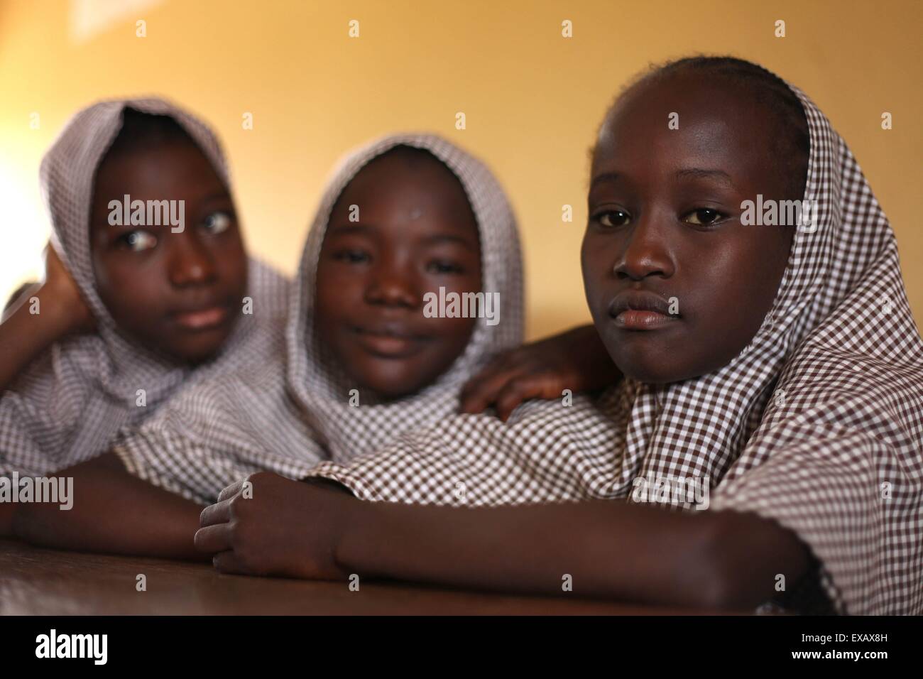 Kinder, die Examen in islamische Schule in Nigeria Stockfoto