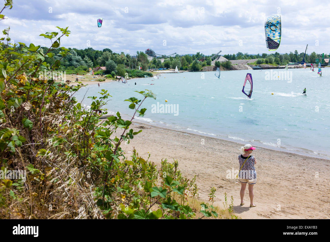 Lake Epplesee Kiesgrube in der Nähe von Neuforchheim Baden-Württemberg Deutschland Stockfoto