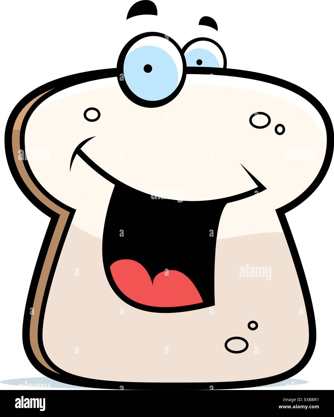 Ein Cartoon Stück Brot lächelnd und glücklich. Stock Vektor