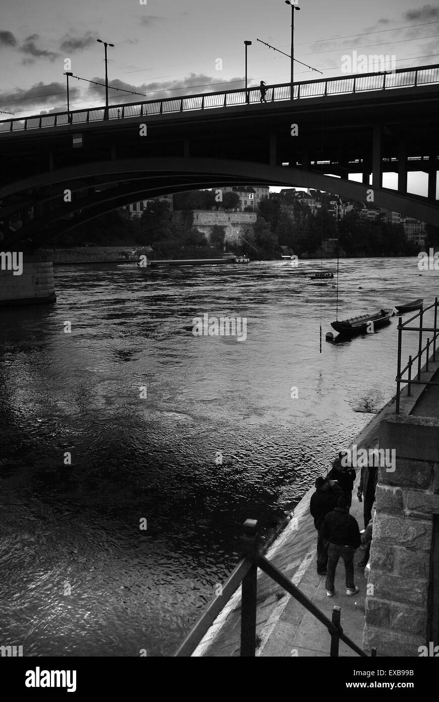 Blick von der Brücke West, Basel, Schweiz Stockfoto