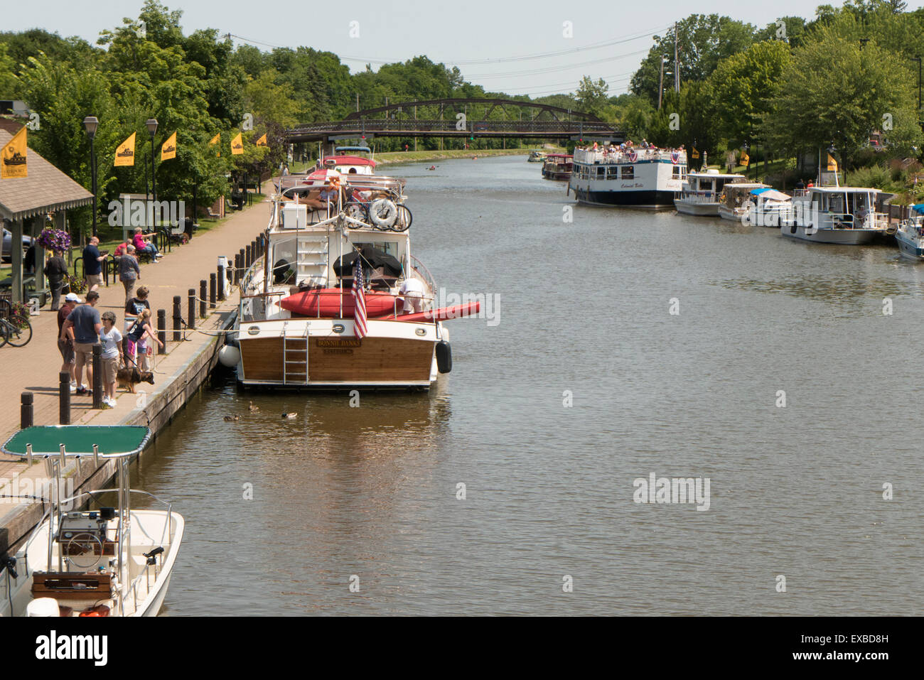Boote am Erie-Kanal in Fairport NY USA. Stockfoto