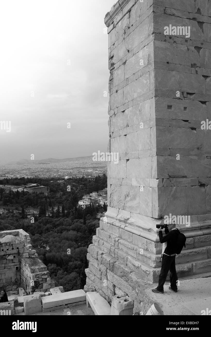 Fotograf auf der Akropolis, Athen, Griechenland Stockfoto