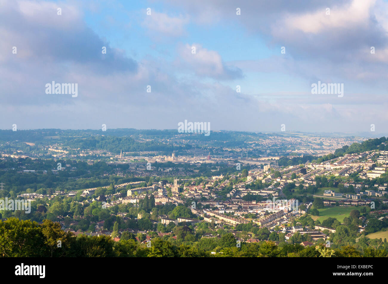 Blick auf die Erweiterung der Stadt Bath, Somerset, England, UK Stockfoto