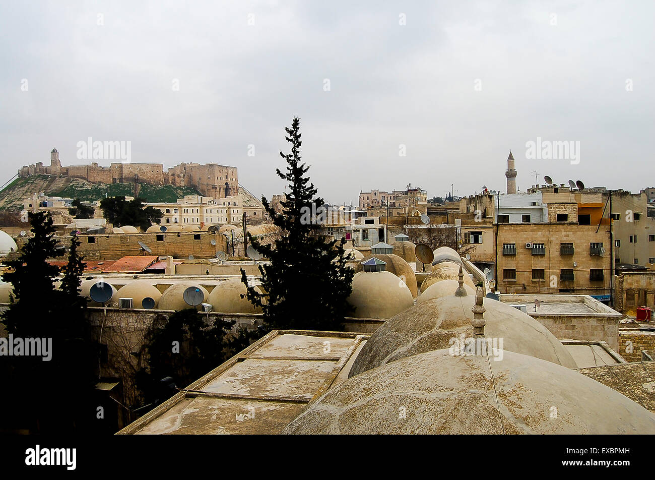 Dächer der Stadt Aleppo Zitadelle - Syrien Stockfoto