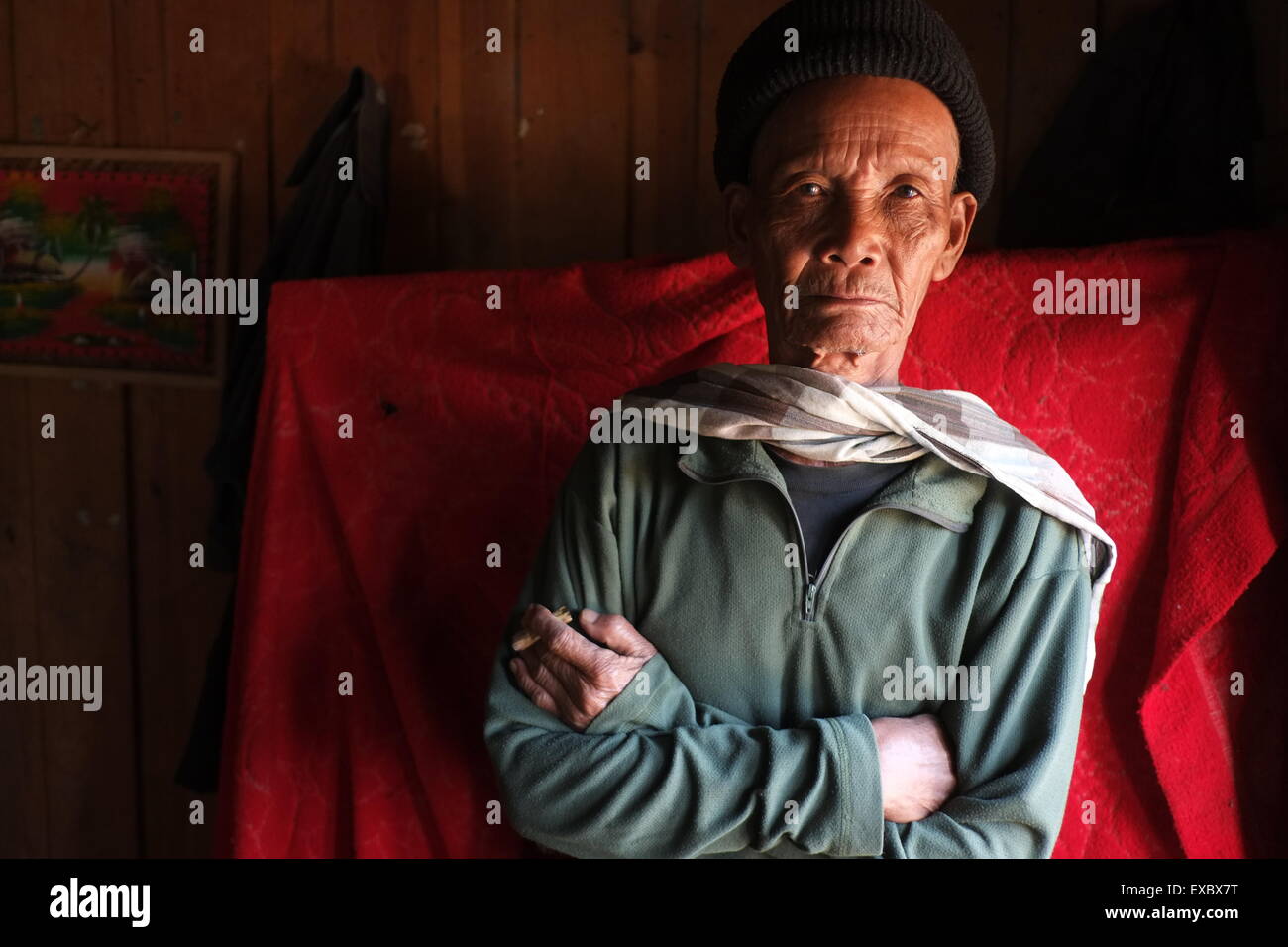 Chico Khanticere, ein Karen Mann, in dem Dorf Baan Hueytong, Provinz Chiang Mai, Thailand Stockfoto