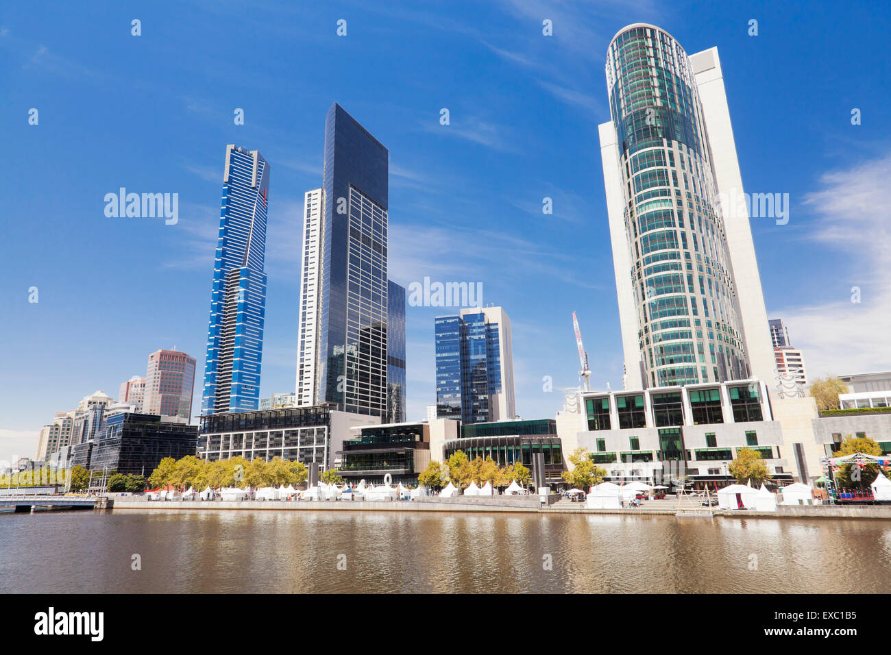 Blick auf Melbourne CBD in der Tageszeit Stockfoto