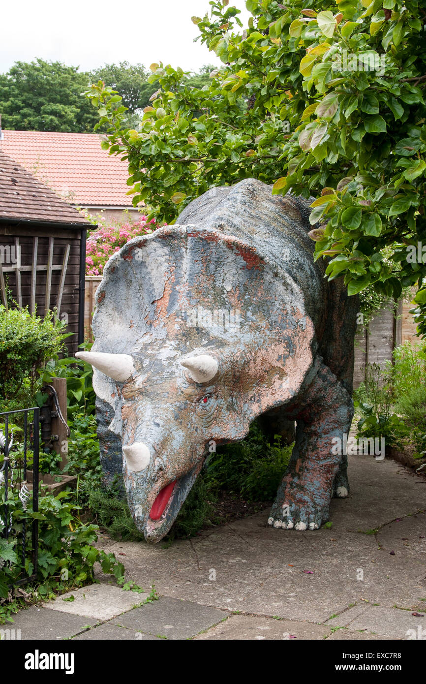 Modellieren Sie, Triceratops, Godshill, die Isle Of Wight, Großbritannien Stockfoto