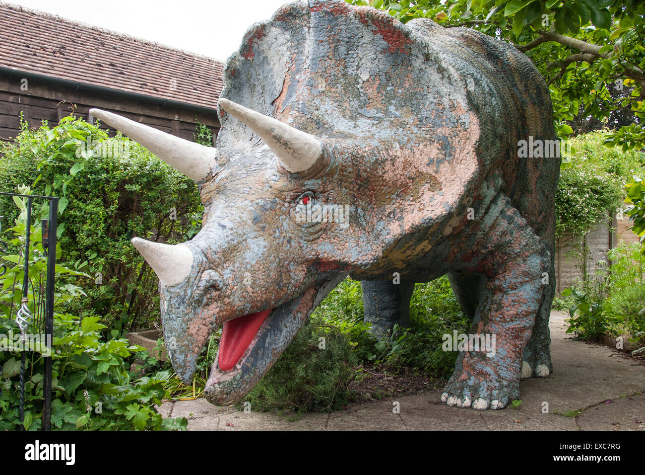 Modellieren Sie, Triceratops, Godshill, die Isle Of Wight, Großbritannien Stockfoto