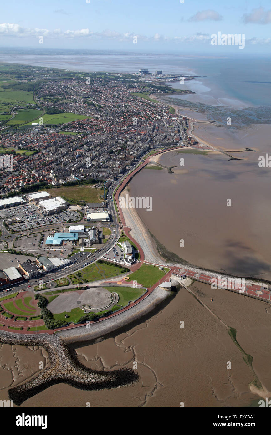 Luftbild von der Lancashire-Küste, Blick nach Süden vom Morecambe, UK Stockfoto