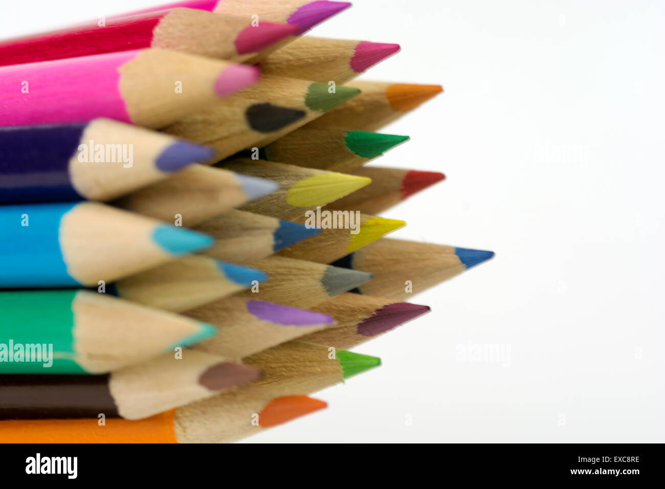 Buntstifte, Büro oder Unterrichtsmaterialien Stockfoto