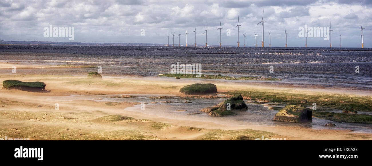 Windkraftanlagen in Redcar, Cleveland, England Stockfoto