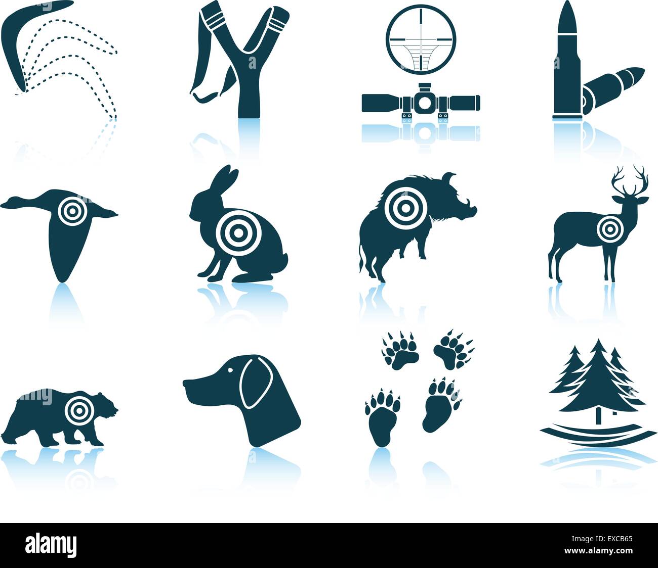 Set von Jagd-Icons. 10 EPS-Vektor-Illustration ohne Transparenz. Stock Vektor