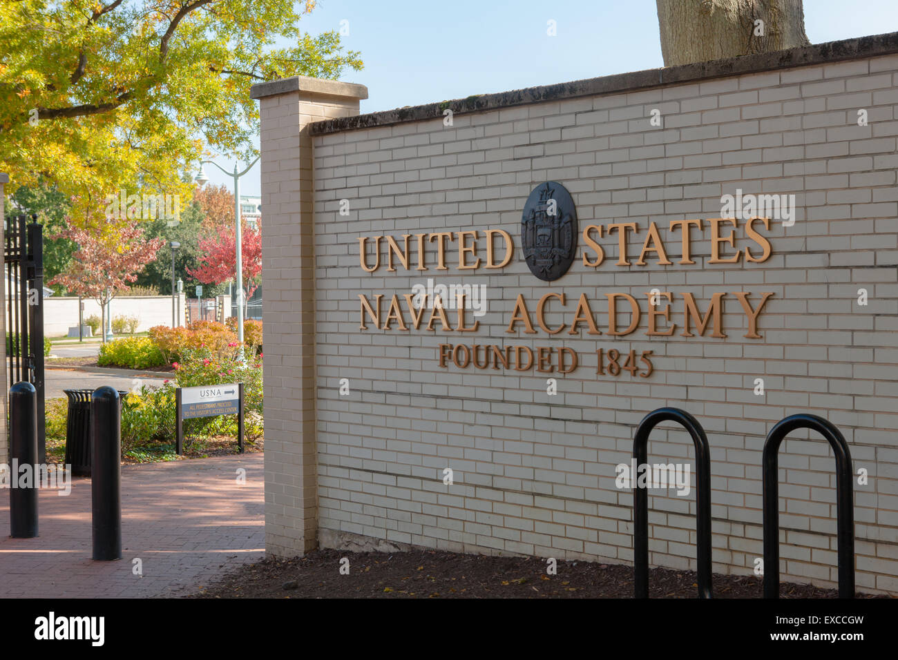 Einer der Eingänge in die US Naval Academy in Annapolis, Maryland. Stockfoto