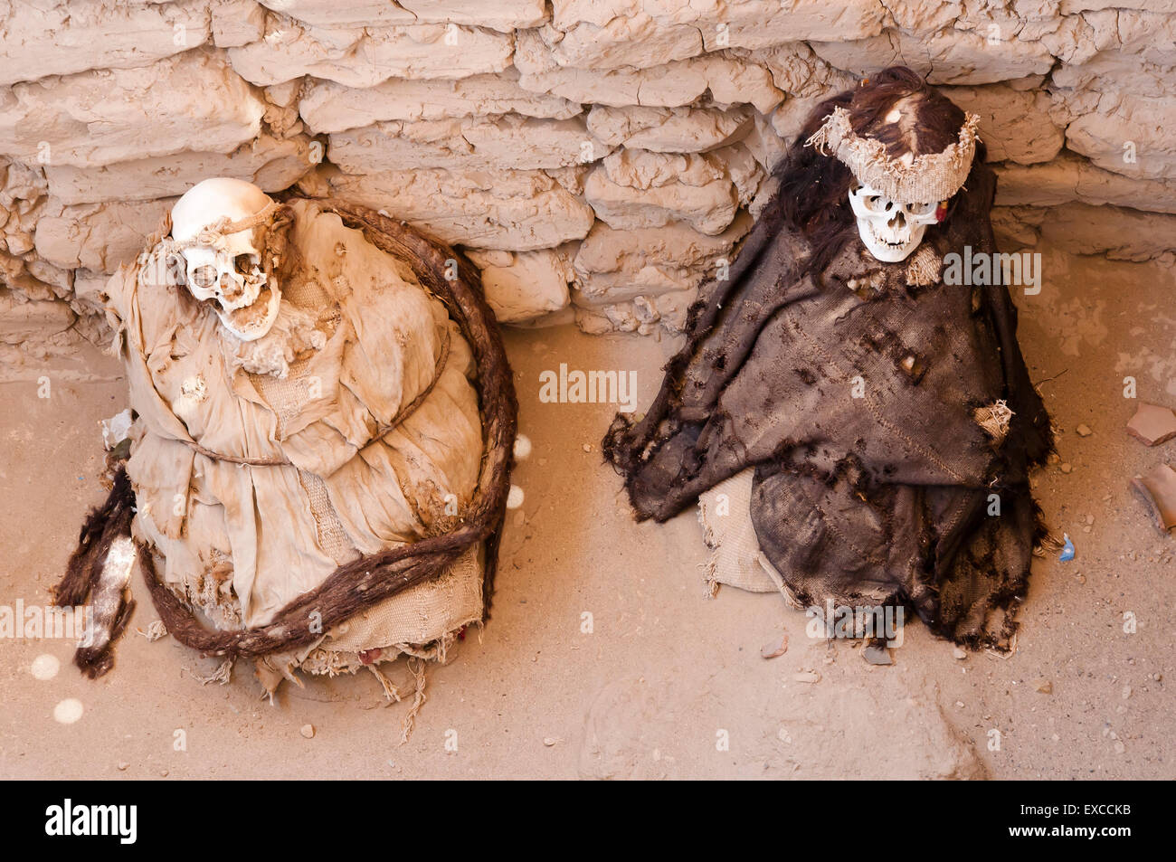 Mumien - Chauchilla Friedhof - Peru Stockfoto