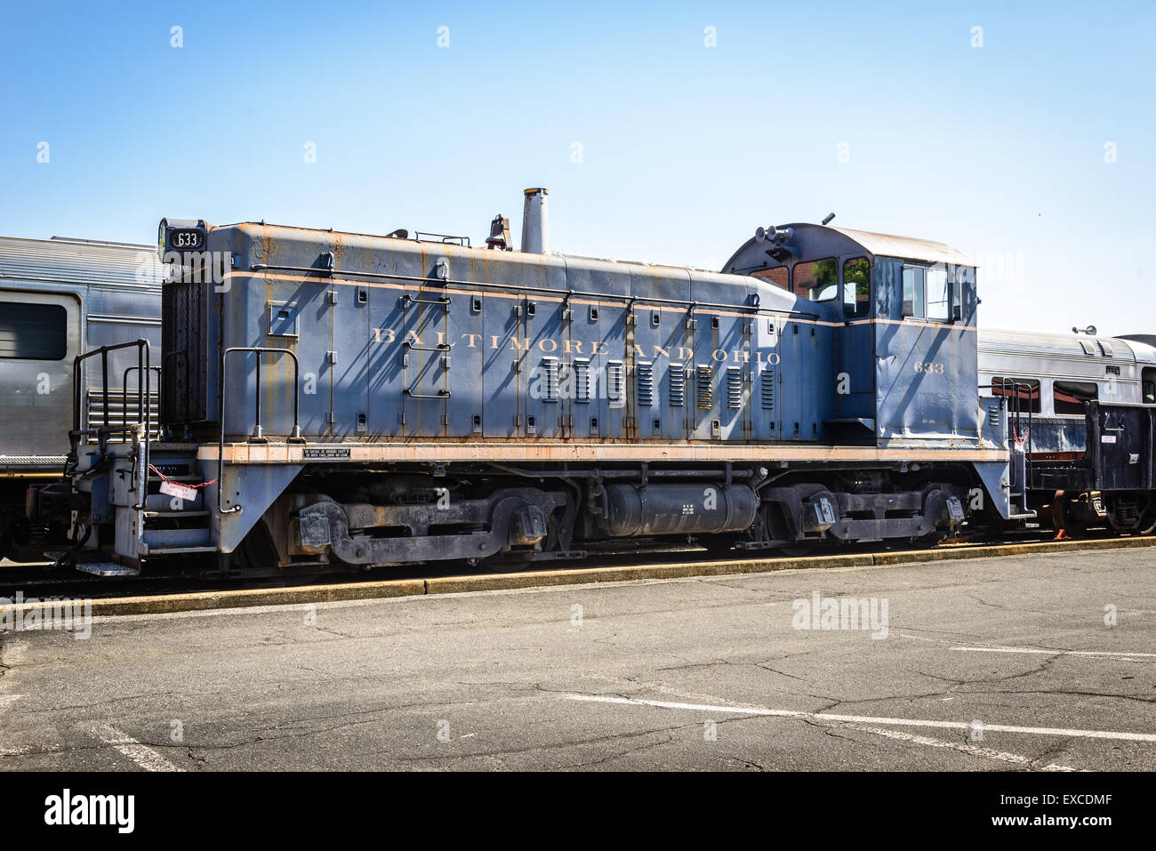 B & O SW 900 Lok Nr. 633, Baltimore & Ohio Railroad Museum, 901 West Pratt Street, Baltimore, MD Stockfoto