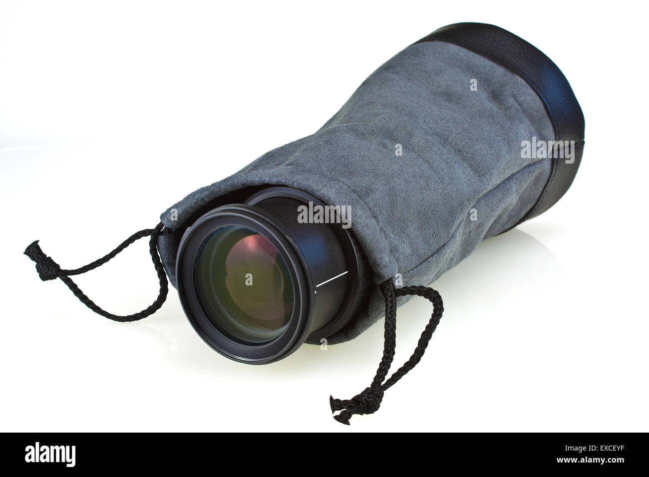 Leder-Tragetasche für Digitalkamera Objektiv Stockfoto