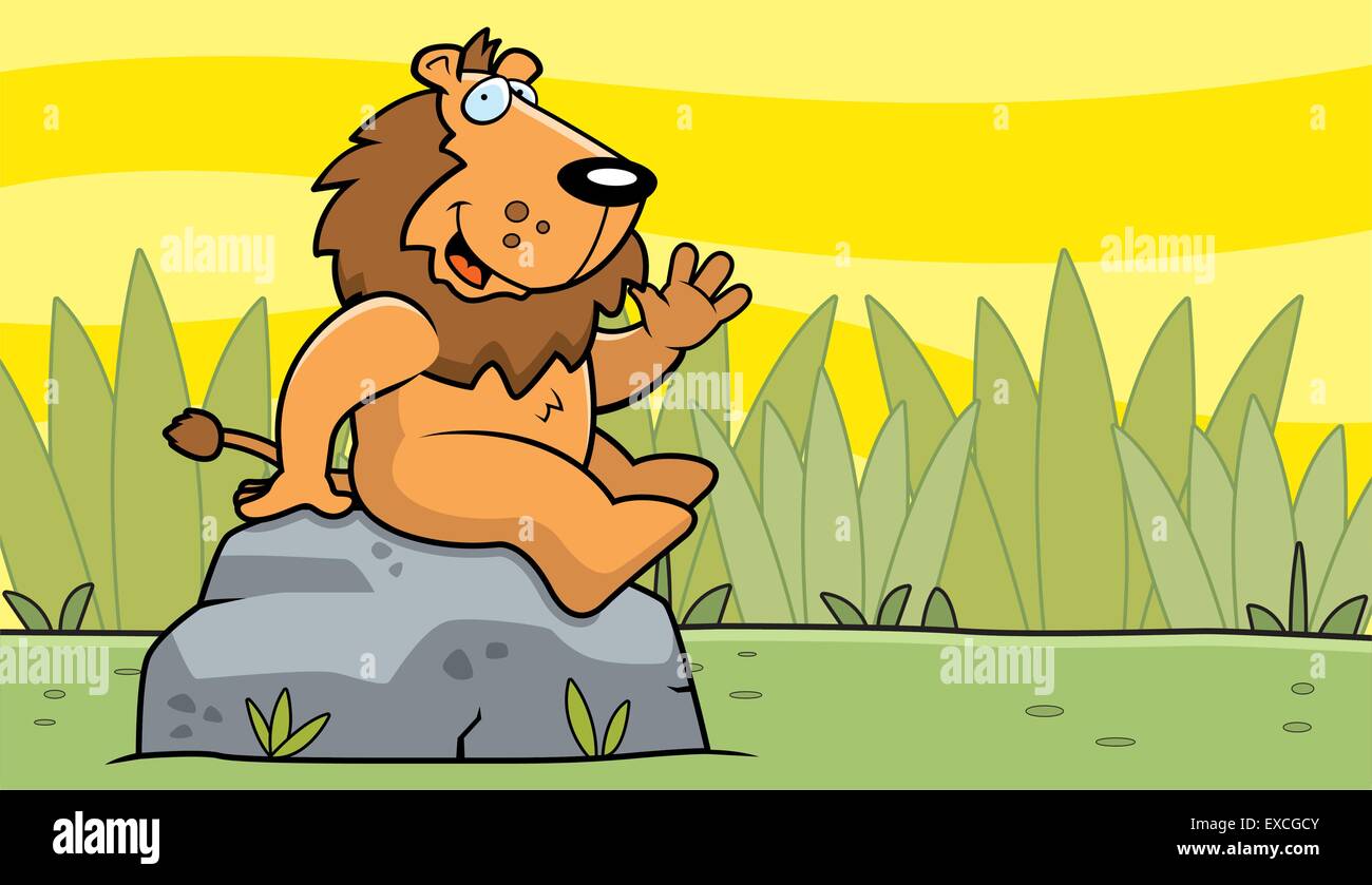 Ein glückliches Cartoon Löwe im Dschungel. Stock Vektor
