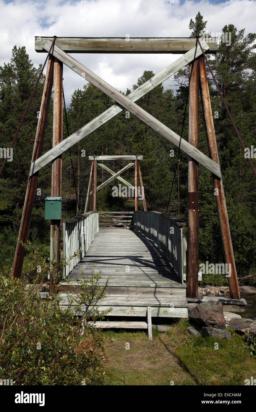 Holzbrücke, Norwegen Stockfoto