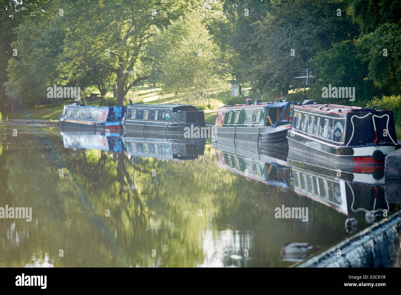 Morings auf dem Trent und Mersey Kanal in der Nähe von The Anderton Boot Lift ist ein zwei Caisson Aufzug Schloss in der Nähe des Dorfes Anderton, Stockfoto