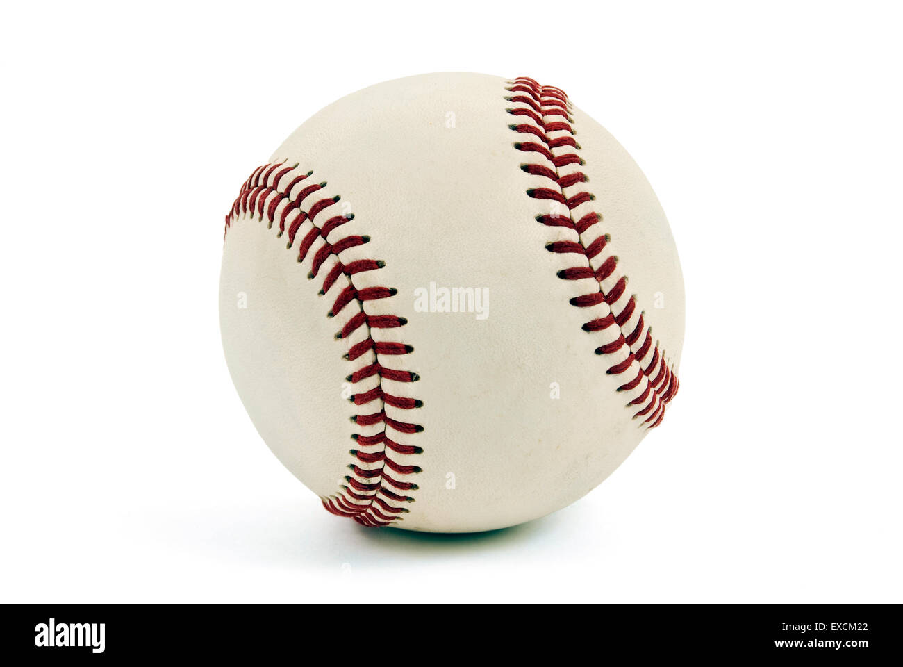Sport Baseball nahe bis Isolated On White mit Schatten Stockfoto