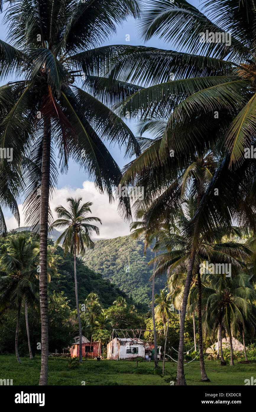 Rustikalen Campingplatz am Fuße der Sierra Madre de Santa Marta im Tayrona National Park, Kolumbien.  Der Park ist einer der m Stockfoto