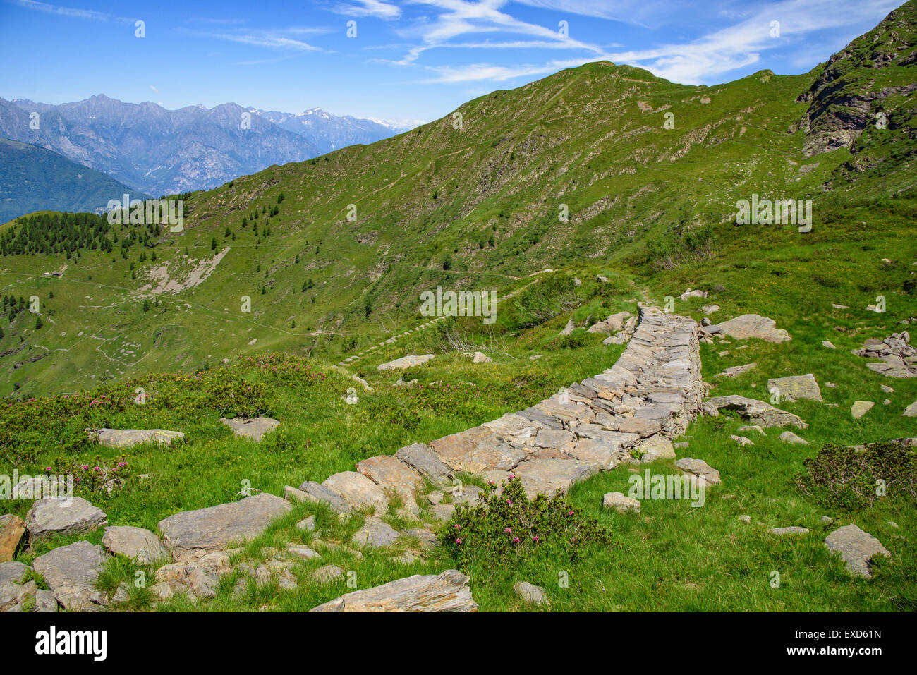 Bergweg in den Alpen Stockfoto