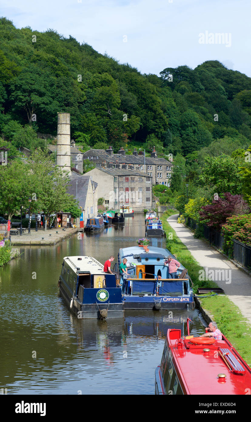 Die Rochdale Kanal bei Hebden Bridge, Calderdale, West Yorkshire, England UK Stockfoto