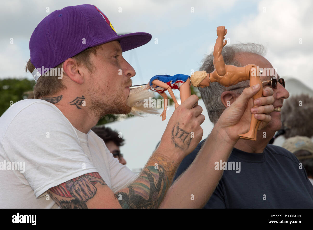 Pea Shooting Weltmeisterschaften in Witcham in der Nähe von Ely, Cambridgeshire UK Stockfoto