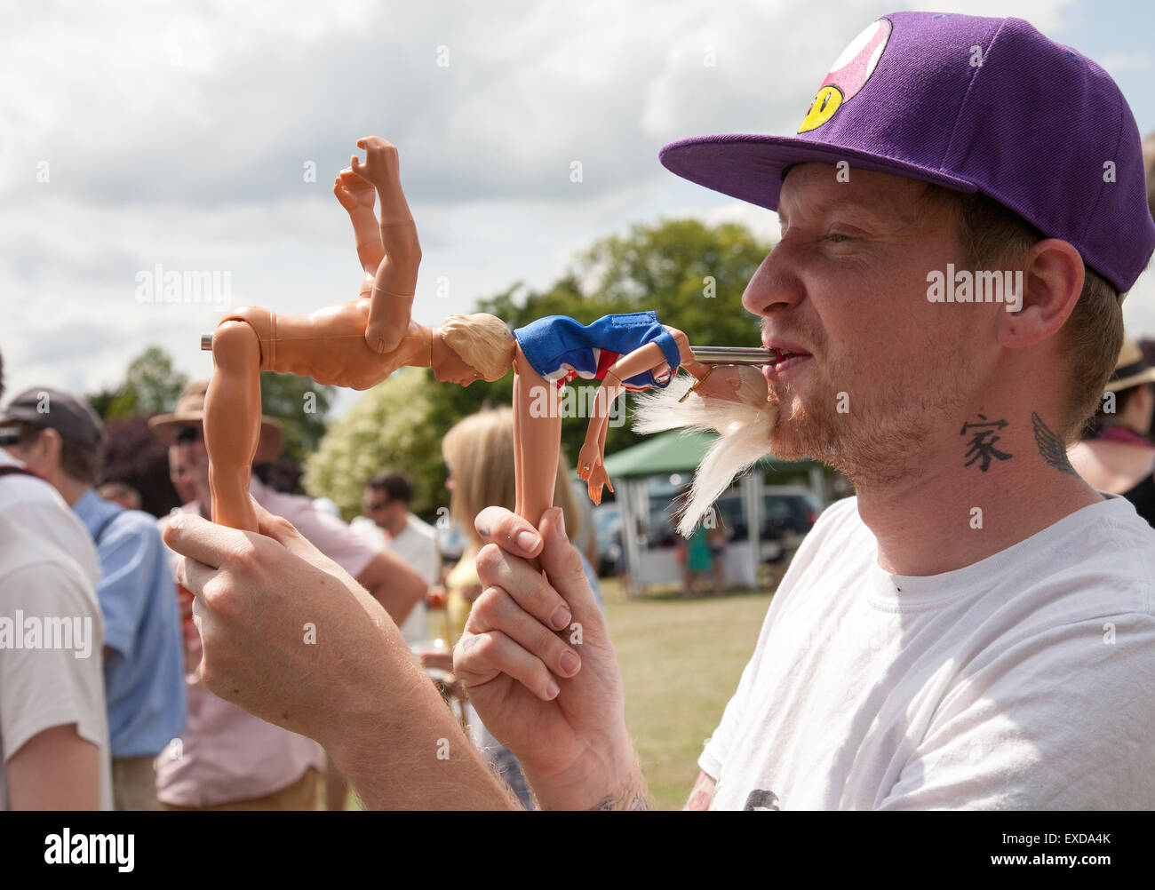 Pea Shooting Weltmeisterschaften in Witcham in der Nähe von Ely, Cambridgeshire UK Stockfoto