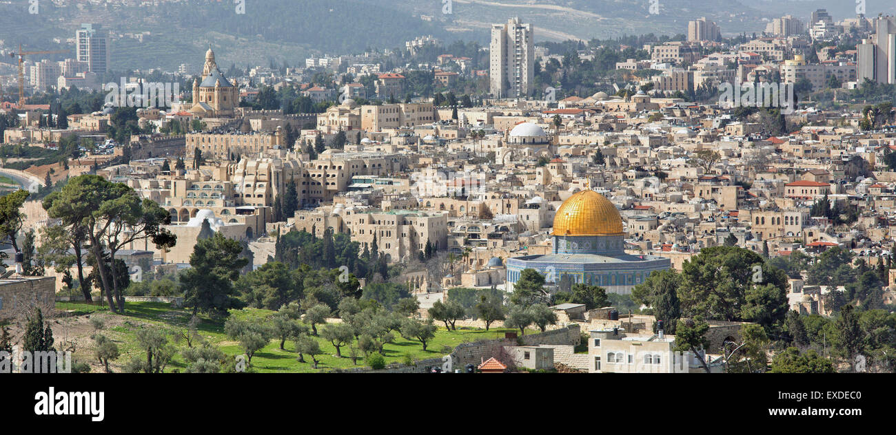 Jerusalem - Ausblick vom Ölberg in Altstadt Stockfoto