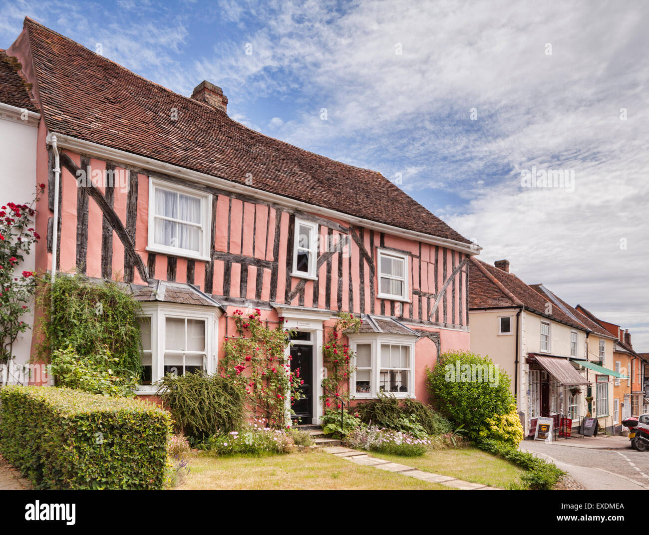 Halbe Fachwerkhaus in Lavenham, Suffolk, England. Stockfoto