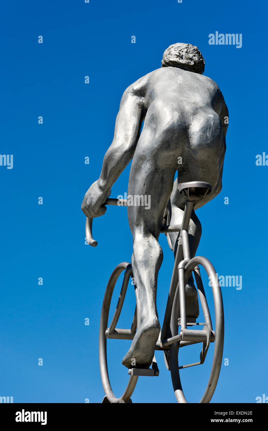 Statue von Radfahrer, Col de Tourmalet, Pyrenäen, Frankreich Stockfoto