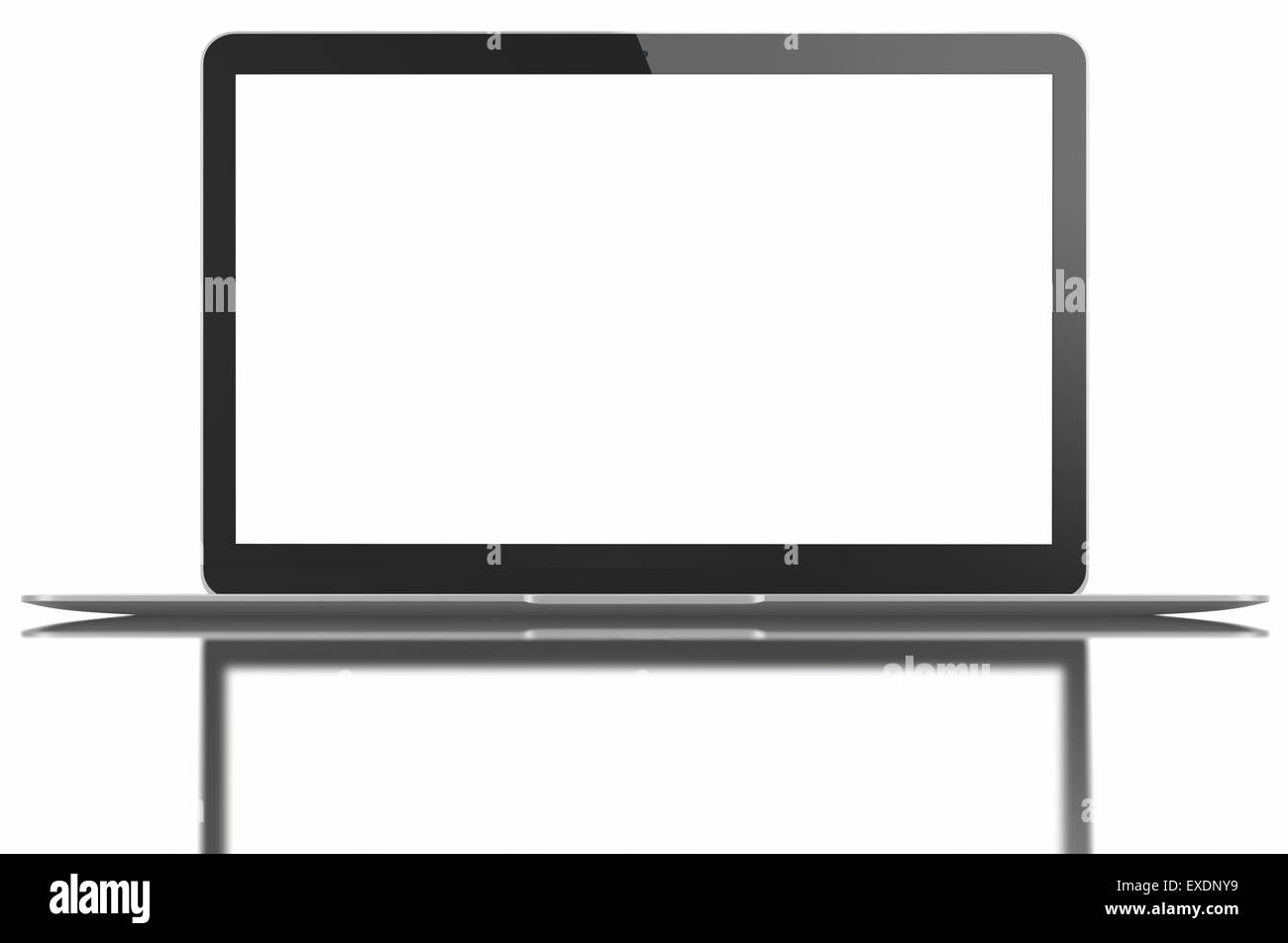Der neue Laptop dünner und leichter mit leeren weißen Bildschirm. Isoliert auf weißem Hintergrund Stockfoto