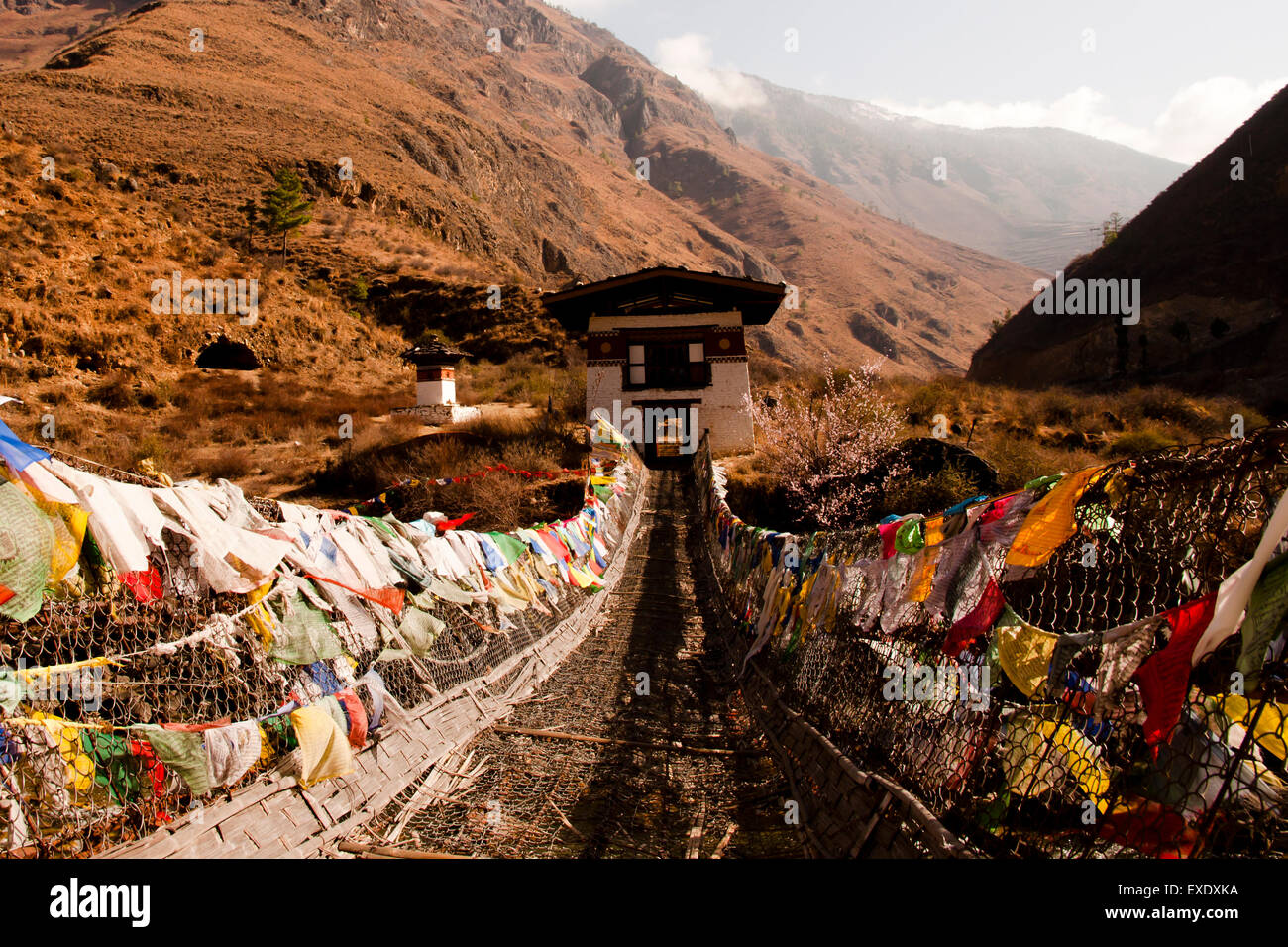 Eiserne Kettenbrücke - Bhutan Stockfoto