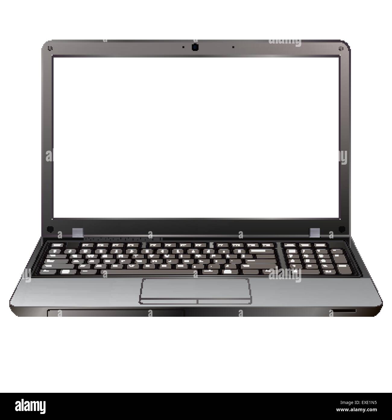 Foto-realistische Laptop Vorderansicht mit unbelegten Schirm isoliert auf weißem Hintergrund Stock Vektor